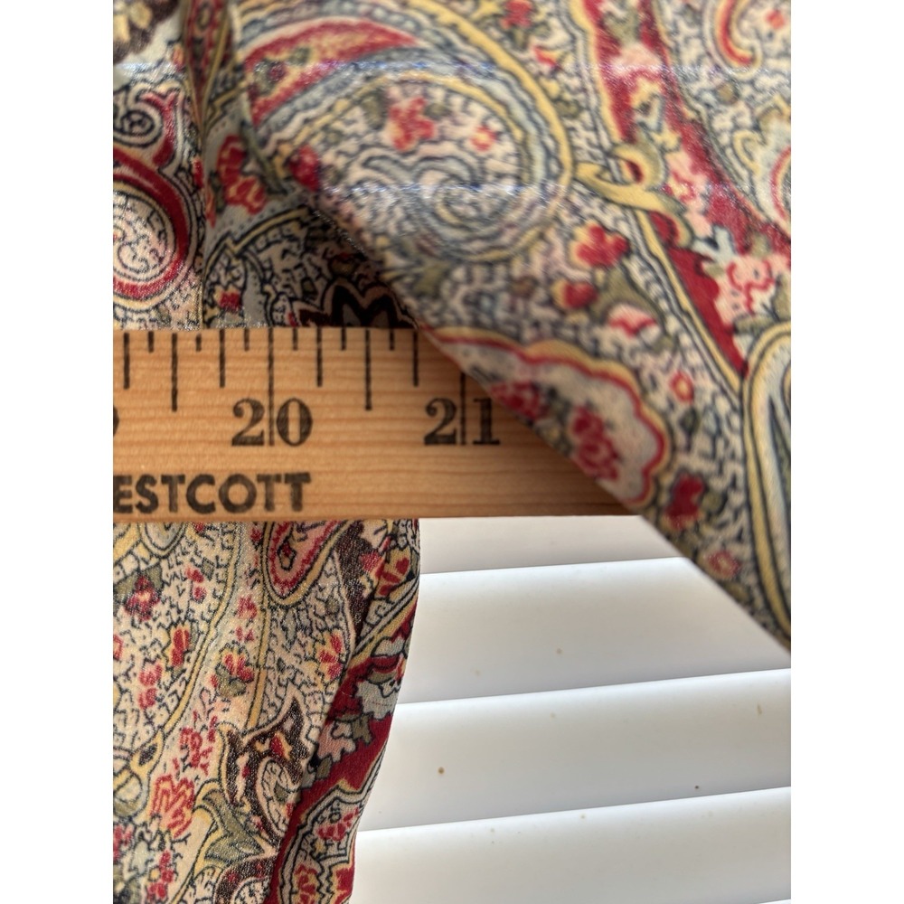 Emma James Liz Claiborne Sheer Paisley Blouse L Tan Fairy Goth Romantic Top - Picture 3 of 7